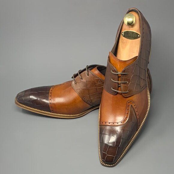 *NEW* DUCA ‘Valentano’ Italian Calfskin / Croco Embossed Print / Men’s 13 Derby - Picture 11 of 14